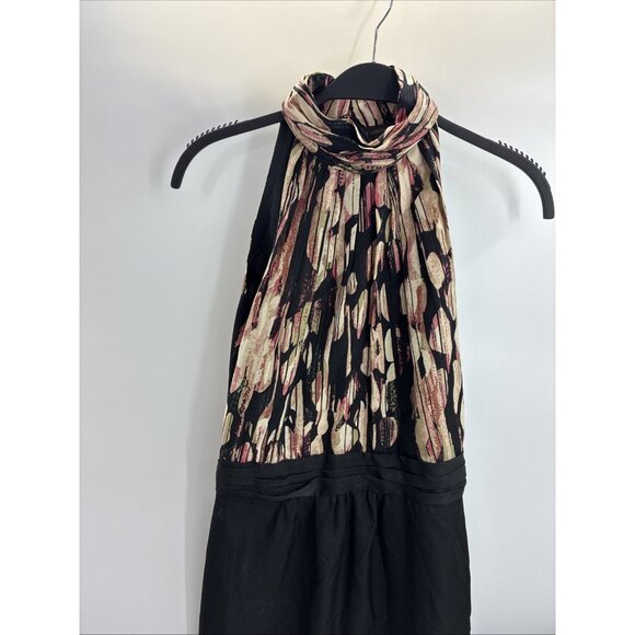 The Limited Womens Size 0 Halter Dress Black Multicolor Pleated Neckline - Picture 2 of 6